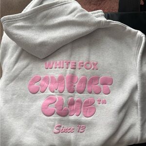 White Fox Gray and Pink Hoodie